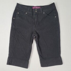 VINTAGE GLORIA VANDERBILT WOMENS BERMUDA SHORTS SIZE 6 DARK GRAY PINSTRIPE